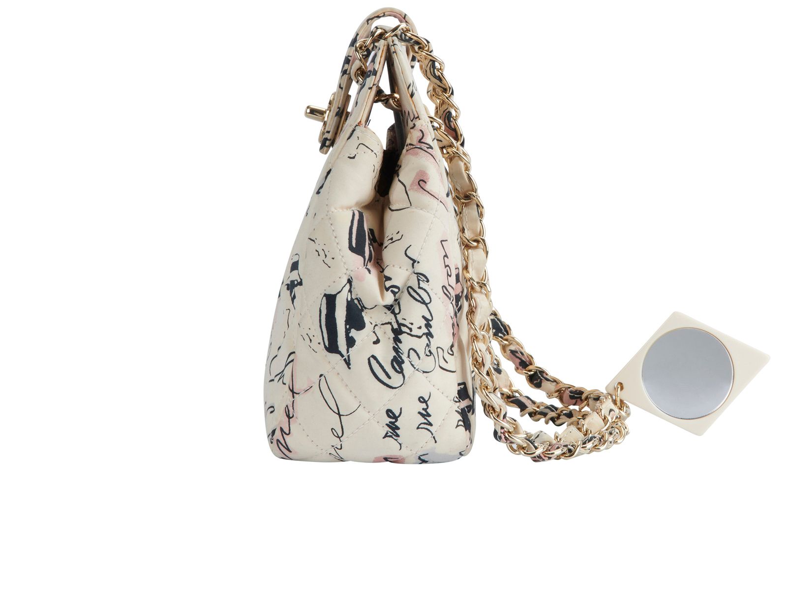 CC Coco Graffiti Cambon Shoulder Bag, &pound;1,500, Handbags, Cream/Pink, Fabric, Bottom view
